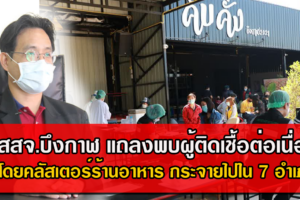 จ.บึงกาฬ แถลงพบผู้ติดเชื้อต่อเนื่อง โดยคลัสเตอร์ร้านอาหาร มีผู้ติดเชื้อแล้ว 66 ราย กระจายไปใน 7 อำเภอ