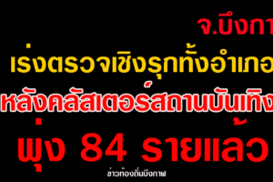 จ.บึงกาฬ เร่งตรวจเชิงรุกทั้งอำเภอหลังคลัสเตอร์สถานบันเทิงพุ่ง 84 รายแล้ว